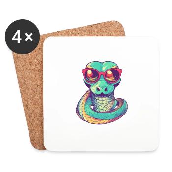 Kas the snake - Coasters (set of 4) - white - Front