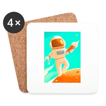 Astronaut mit Eiscreme - Untersetzer (4er-Set) - Weiß - Vorne