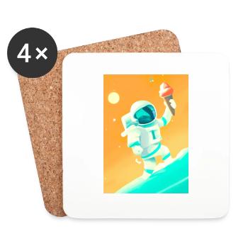 Astronaut mit Eiscreme - Untersetzer (4er-Set) - Weiß - Vorne