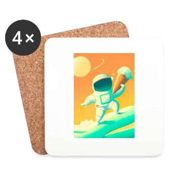 Astronaut mit Eiscreme - Untersetzer (4er-Set) - Weiß - Vorne
