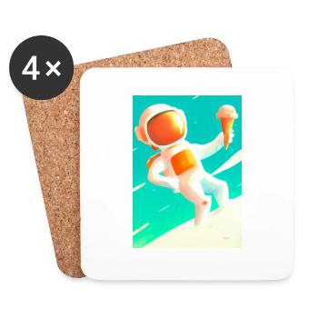 Astronaut mit Eiscreme - Untersetzer (4er-Set) - Weiß - Vorne