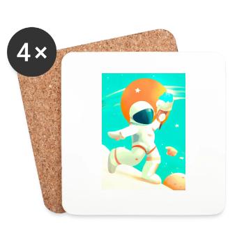 Astronaut mit Eiscreme - Untersetzer (4er-Set) - Weiß - Vorne