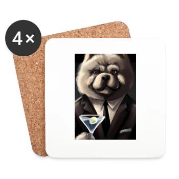 Chow Chow Anzug Martini - Untersetzer (4er-Set) - Weiß - Vorne