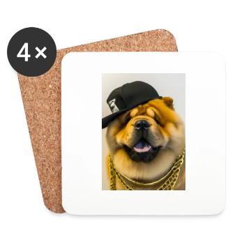 Cooler Hund mit Mütze - Untersetzer (4er-Set) - Weiß - Vorne