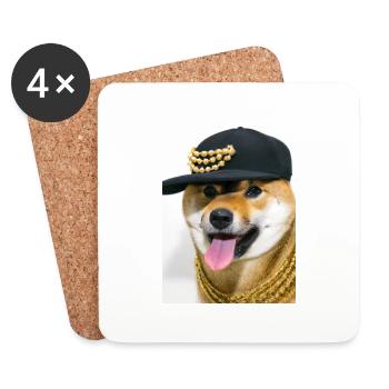 Cooler Hund mit Mütze - Untersetzer (4er-Set) - Weiß - Vorne