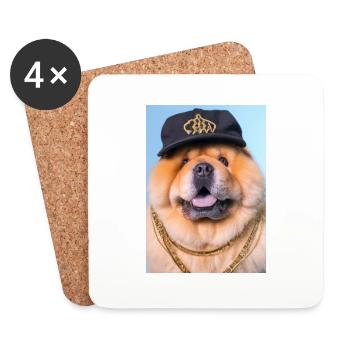 Cooler Hund mit Mütze - Untersetzer (4er-Set) - Weiß - Vorne