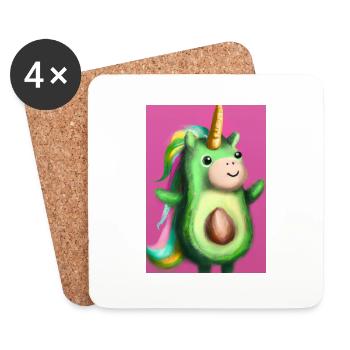 Niedliche Einhorn Avocado - Untersetzer (4er-Set) - Weiß - Vorne