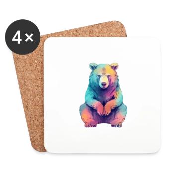 Beabea l'ours grognon - Dessous de verre (lot de 4) - blanc - Devant