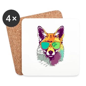 Rhas the coyote - Coasters (set of 4) - white - Front