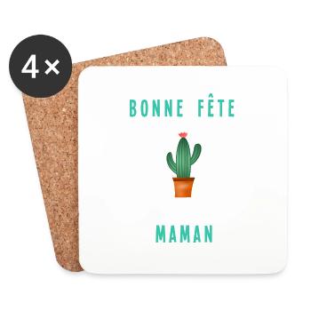 FÊTE DES MÈRES. BONNE FÊTE MAMAN. MAMAN. JE T'AIME - Dessous de verre (lot de 4) - blanc - Devant