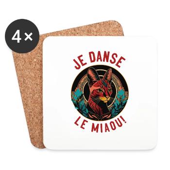 Art-Deco cat portrait: I dance the meow! - Coasters (set of 4) - white - Front