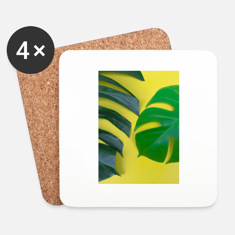 Monstera-Blätter - Untersetzer (4er-Set) - Weiß