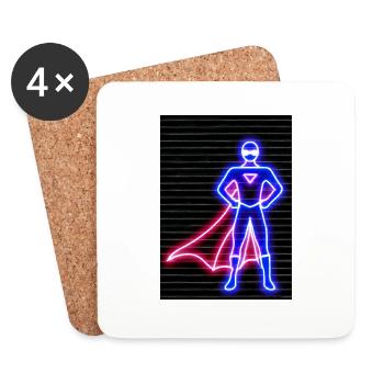 Superhelden Neon - Untersetzer (4er-Set) - Weiß - Vorne