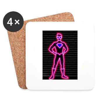 Superhelden Neon - Untersetzer (4er-Set) - Weiß - Vorne
