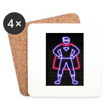 Superhelden Neon - Untersetzer (4er-Set) - Weiß - Vorne