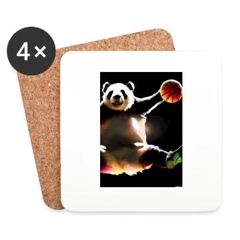Basketball Dunk Panda - Untersetzer (4er-Set) - Weiß - Vorne