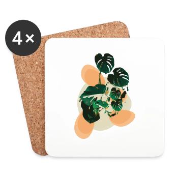 Monstera Flavour - Untersetzer (4er-Set) - Weiß - Vorne