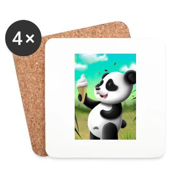 Panda mit Eiscreme - Untersetzer (4er-Set) - Weiß - Vorne