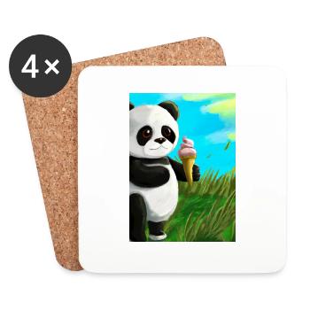 Panda mit Eiscreme - Untersetzer (4er-Set) - Weiß - Vorne
