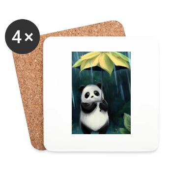 Panda mit Blattschirm - Untersetzer (4er-Set) - Weiß - Vorne