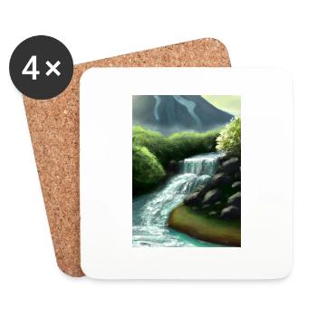 Forest River Wasserfall - Untersetzer (4er-Set) - Weiß - Vorne