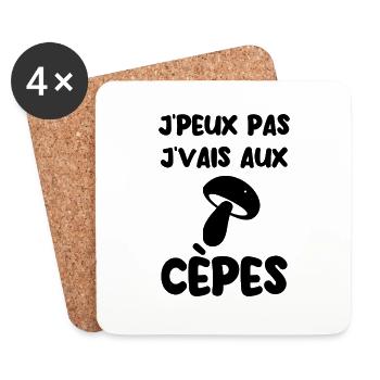 J’peux pas j’vais aux cèpes - Dessous de verre (lot de 4) - blanc - Devant