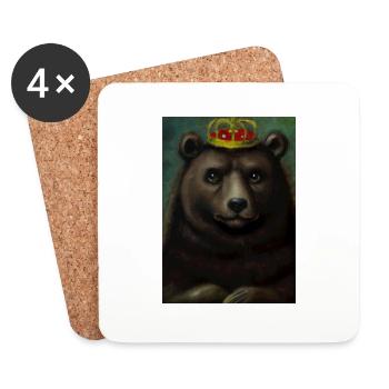 Bär mit Krone - Untersetzer (4er-Set) - Weiß - Vorne