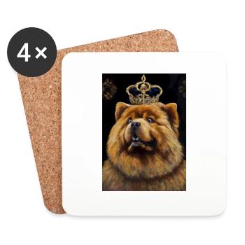 Chow Chow mit Krone - Untersetzer (4er-Set) - Weiß - Vorne