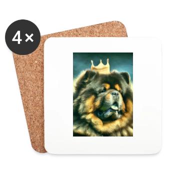 Chow Chow mit Krone - Untersetzer (4er-Set) - Weiß - Vorne