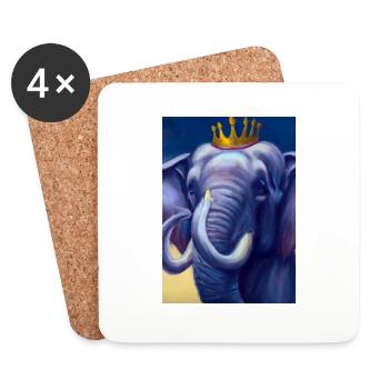 Elefant mit Krone - Untersetzer (4er-Set) - Weiß - Vorne