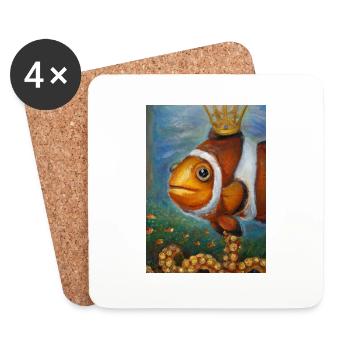 Clownfisch mit einer Krone - Untersetzer (4er-Set) - Weiß - Vorne