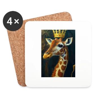 Giraffe mit Krone - Untersetzer (4er-Set) - Weiß - Vorne
