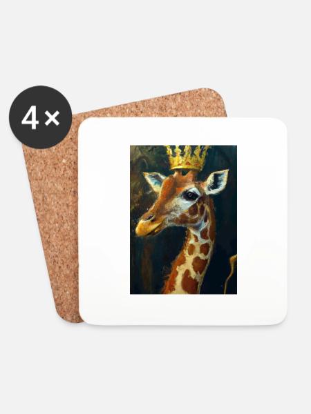 Giraffe mit Krone - Untersetzer (4er-Set) - Weiß