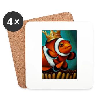 Clownfisch mit einer Krone - Untersetzer (4er-Set) - Weiß - Vorne
