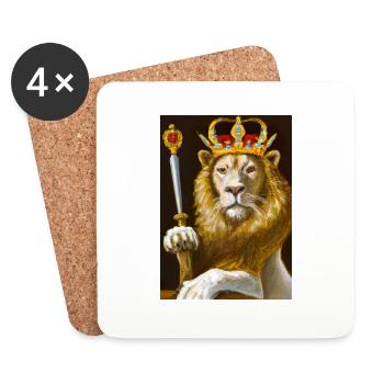 Löwe mit Krone - Untersetzer (4er-Set) - Weiß - Vorne