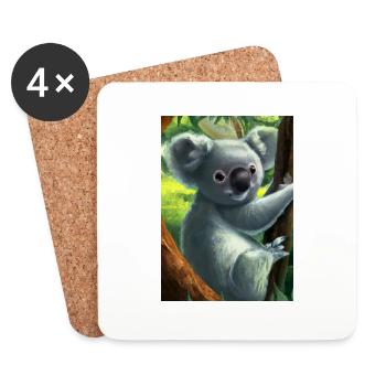 Ein Koala hängt an einem Baum - Untersetzer (4er-Set) - Weiß - Vorne