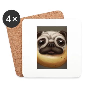 Kartoffel-Hund-Gesicht - Untersetzer (4er-Set) - Weiß - Vorne