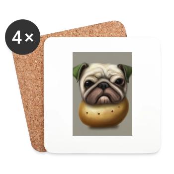 Kartoffel-Hund-Gesicht - Untersetzer (4er-Set) - Weiß - Vorne