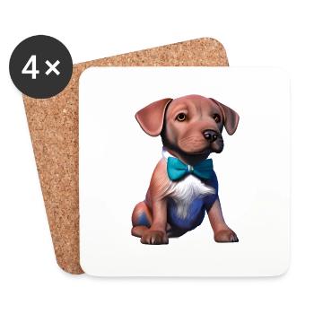 Labrador, propriétaire du chiot Labrador Retriever - Dessous de verre (lot de 4) - blanc - Devant