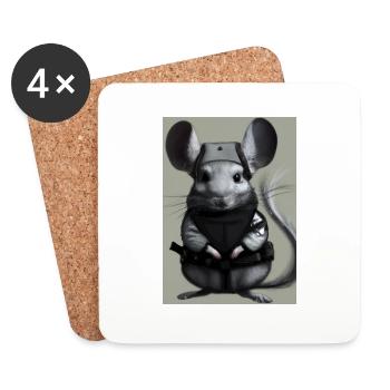 Chinchilla im Ninja-Kostüm - Untersetzer (4er-Set) - Weiß - Vorne