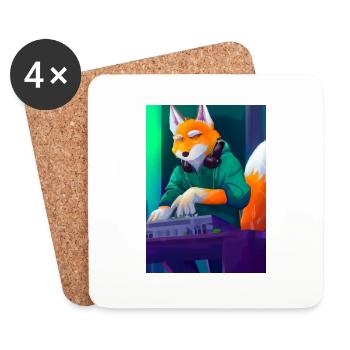 Fox am DJ-Pult - Untersetzer (4er-Set) - Weiß - Vorne