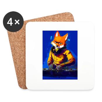 Fox am DJ-Pult - Untersetzer (4er-Set) - Weiß - Vorne