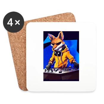 Fox am DJ-Pult - Untersetzer (4er-Set) - Weiß - Vorne