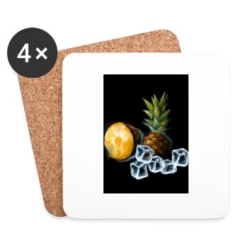 Ananas und Eiswürfel - Untersetzer (4er-Set) - Weiß - Vorne