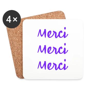 MERCI. THANKS. THANK YOU. ANNIVERSAIRE. NAISSANCE. - Dessous de verre (lot de 4) - blanc - Devant