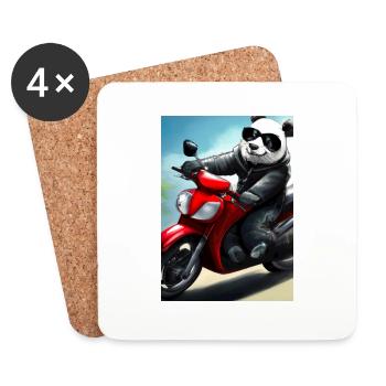 Motorrad-Panda - Untersetzer (4er-Set) - Weiß - Vorne