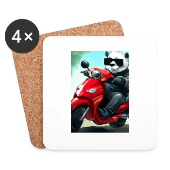 Motorrad-Panda - Untersetzer (4er-Set) - Weiß - Vorne
