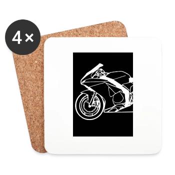Umriss Motorrad - Untersetzer (4er-Set) - Weiß - Vorne