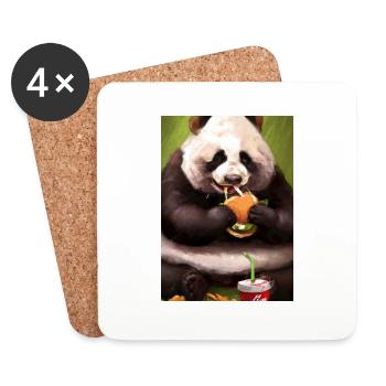 Panda isst Fast Food - Untersetzer (4er-Set) - Weiß - Vorne