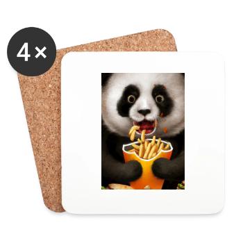 Panda isst Fast Food - Untersetzer (4er-Set) - Weiß - Vorne